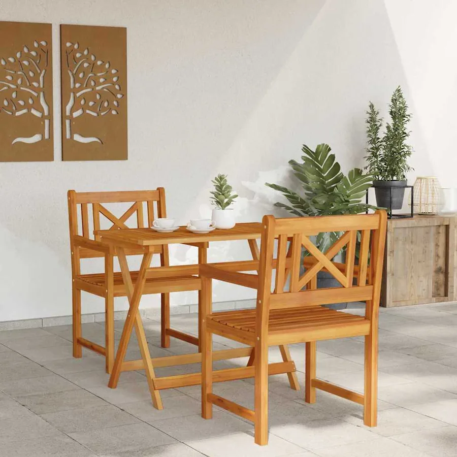 Chaises de jardin 2 pcs Naturel Bois d'Acacia Massif - 3