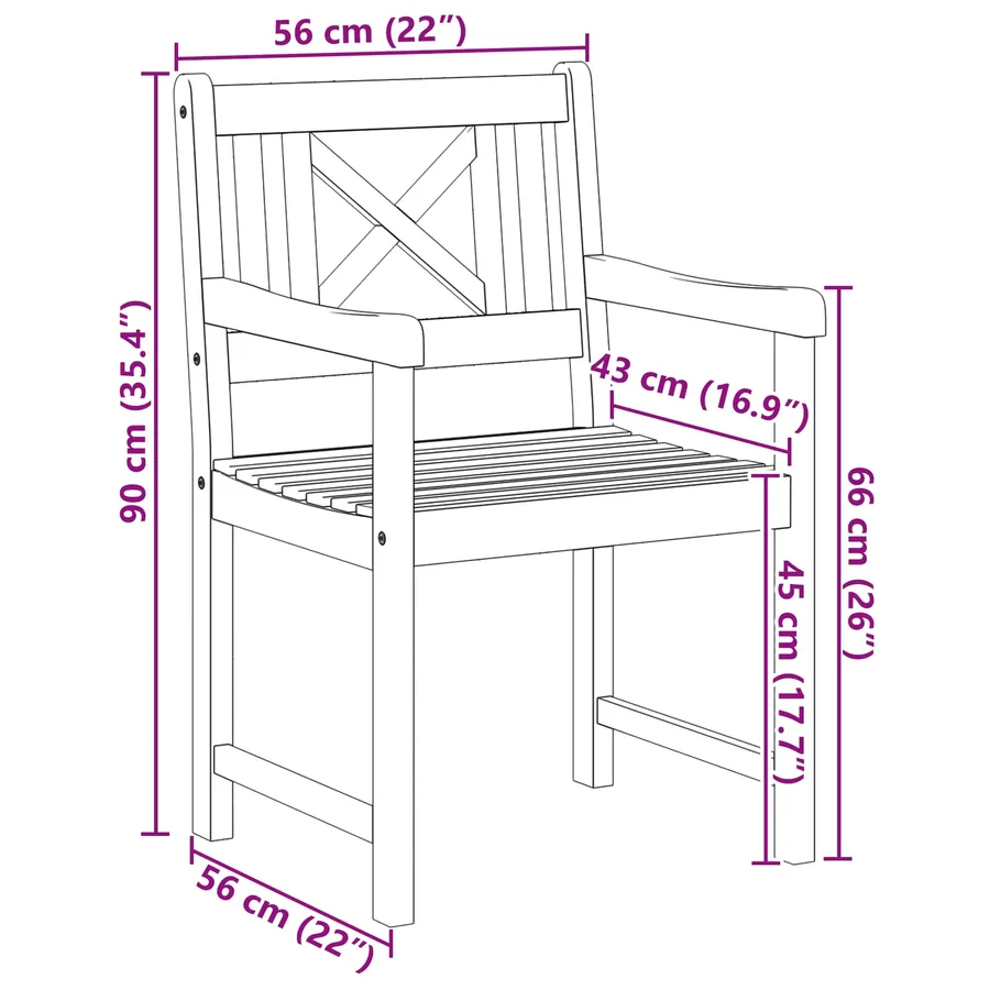 Chaises de jardin 2 pcs Naturel Bois d'Acacia Massif - 8