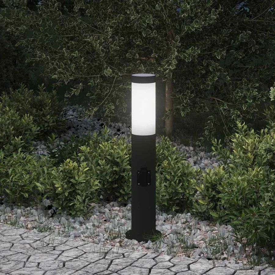 Borne lumineuse avec sortie 50 cm en acier inoxydable IP44