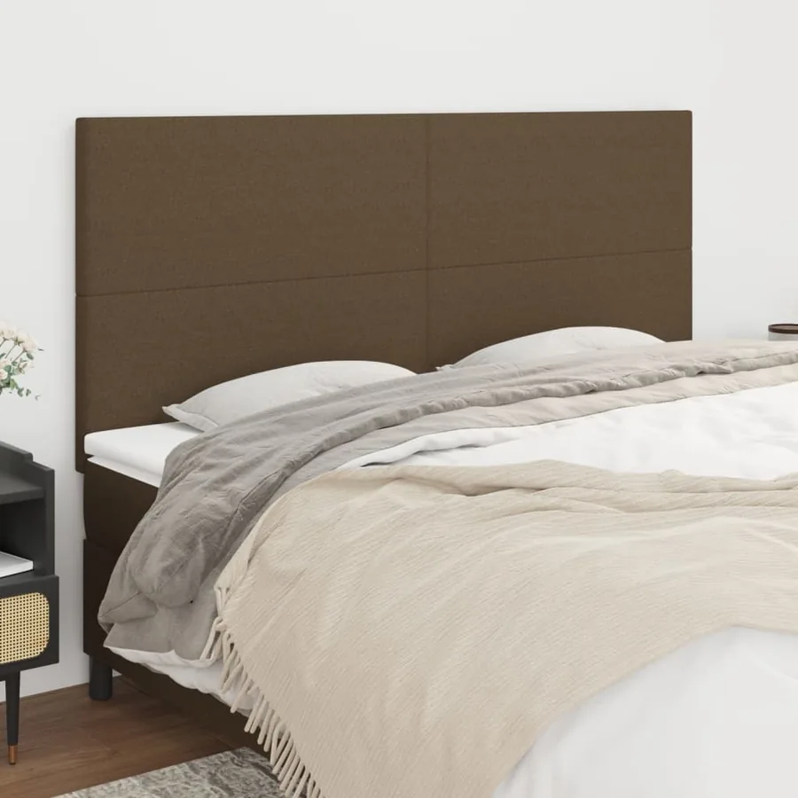 Tête de lit marron foncé 200 x 5 x 118/128 cm Tissu