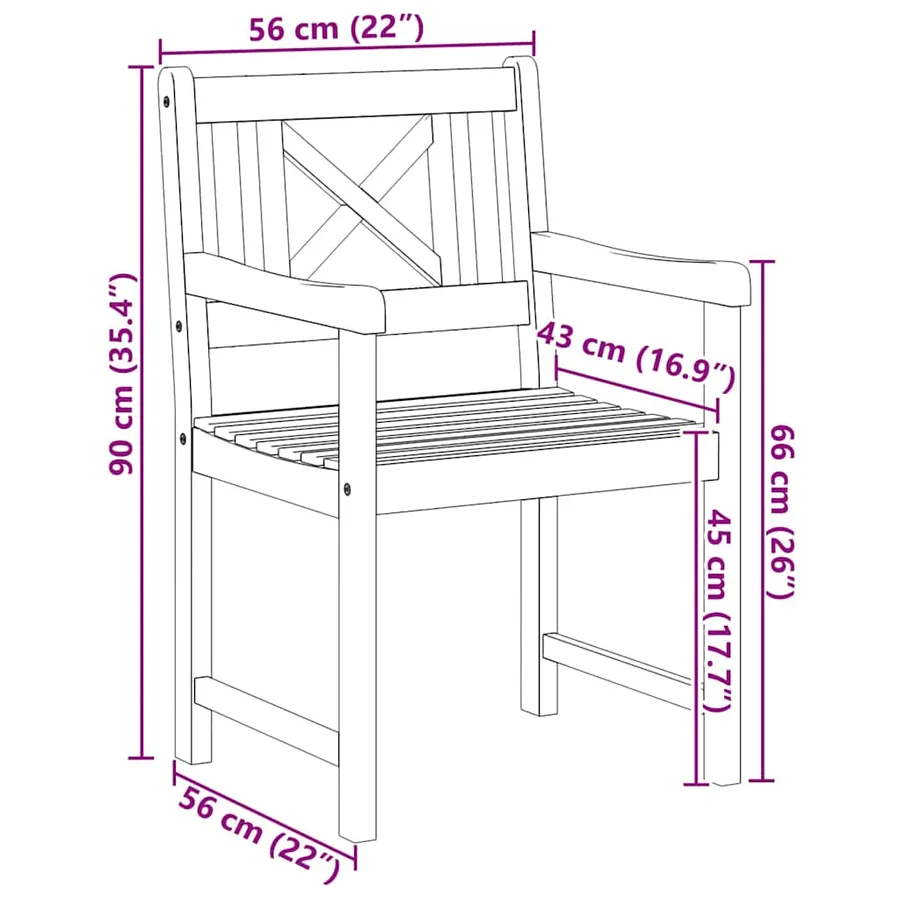 Chaises de jardin 6 pcs Naturel Bois d'Acacia Massif - 10