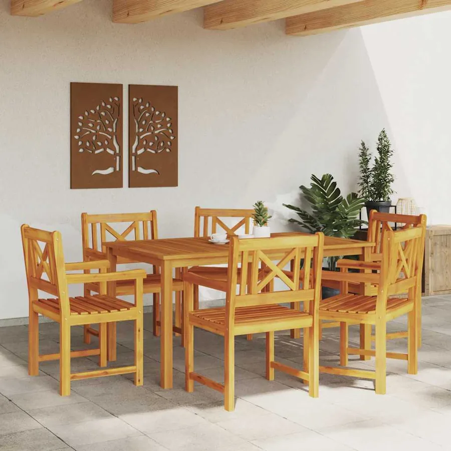 Chaises de jardin 6 pcs Naturel Bois d'Acacia Massif - 3