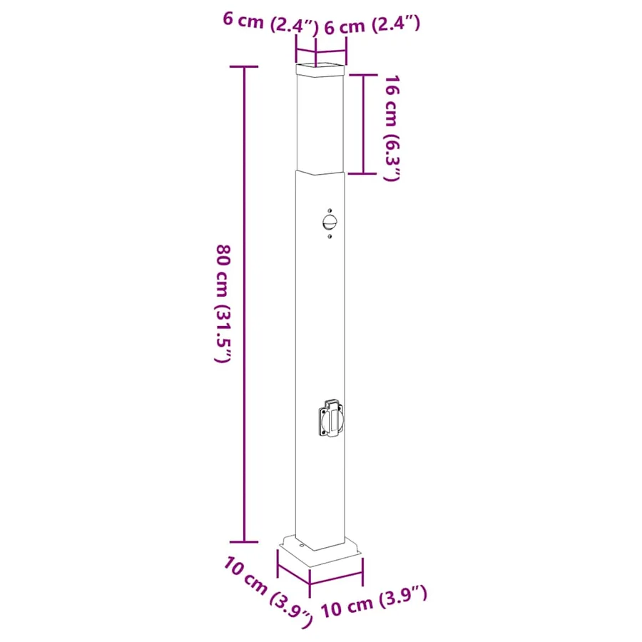 Bornes lumineuses avec détecteur et prise lot de 3 80 cm acier inoxydable IP44 - 12