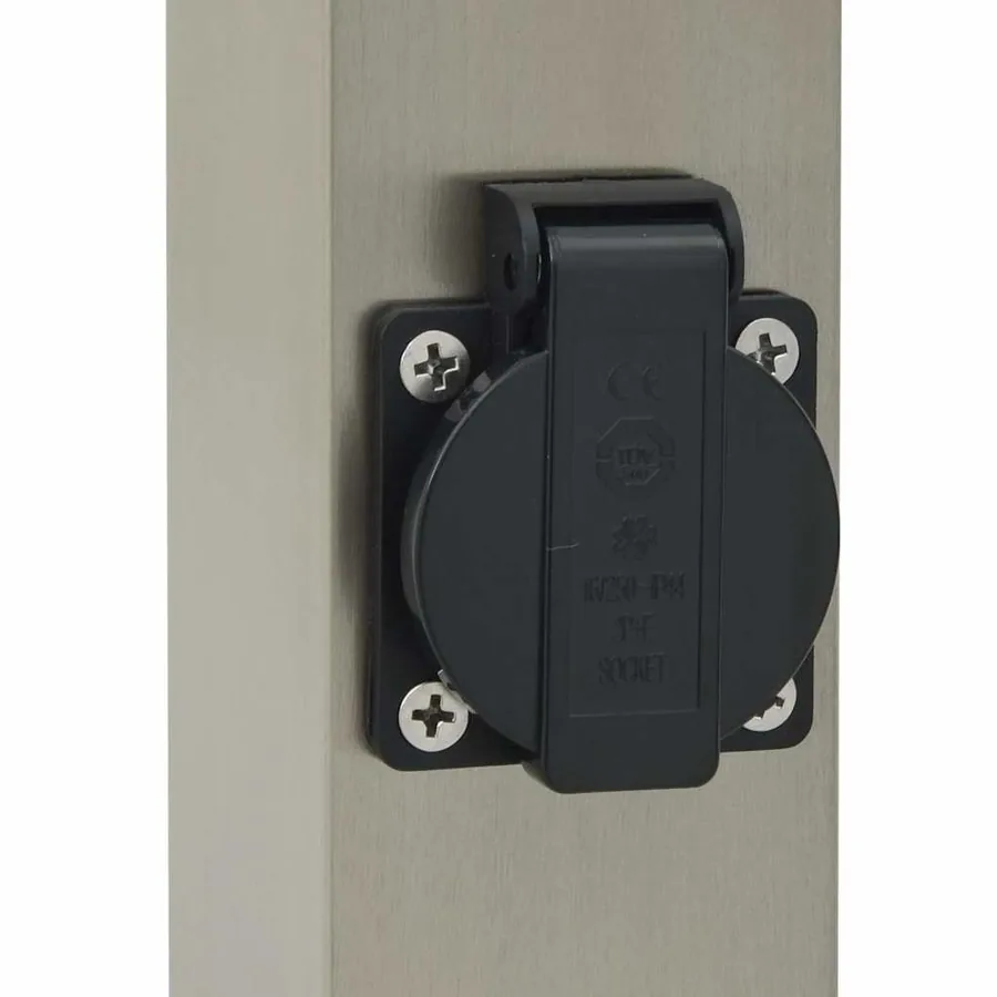 Bornes lumineuses avec détecteur et prise lot de 3 80 cm acier inoxydable IP44 - 8