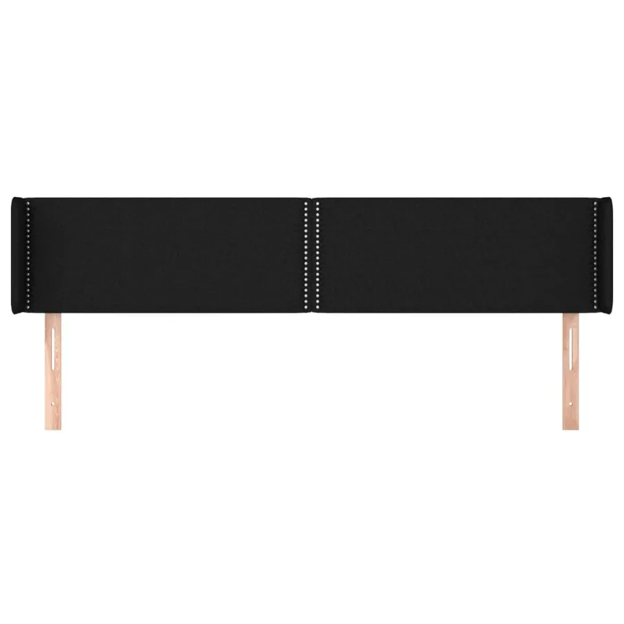 Tête de lit avec oreilles Noir 183x16x78/88 cm Tissu - 3
