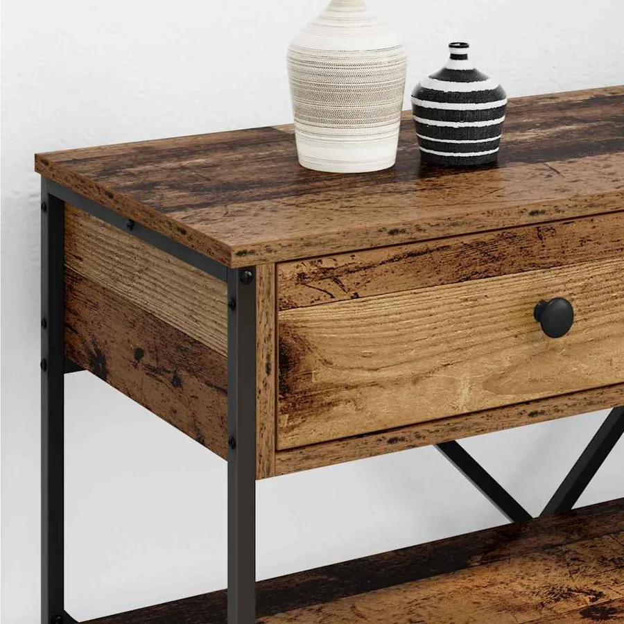 Table console avec tiroir Marron 100 x 34,5 x 75 cm bois - 4