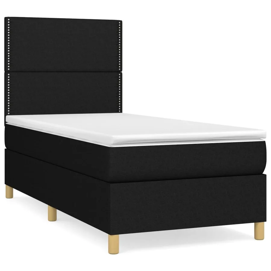 Sommier à lattes de lit avec matelas Noir 90x190 cm Tissu - 2