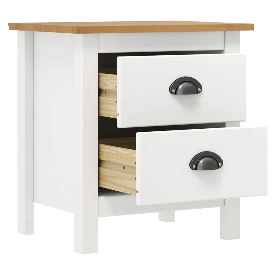 Table de chevet Hill Blanc 46x35x49,5 cm Bois de pin solide - 3