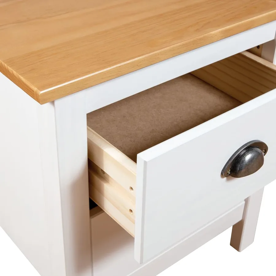 Table de chevet Hill Blanc 46x35x49,5 cm Bois de pin solide - 5