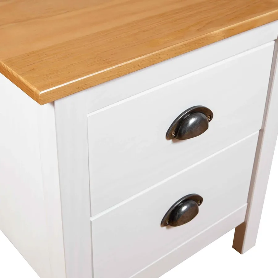 Table de chevet Hill Blanc 46x35x49,5 cm Bois de pin solide - 6