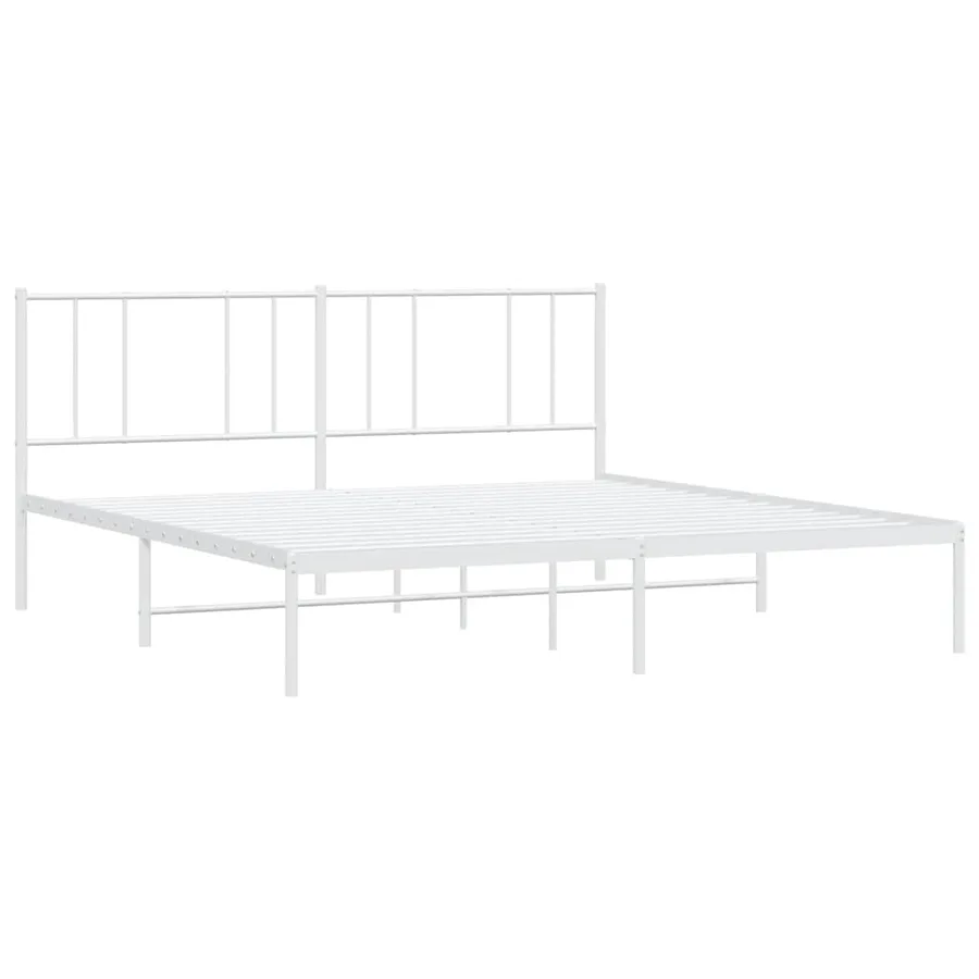 Cadre de lit métal sans matelas et tête de lit blanc 180x200 cm - 3