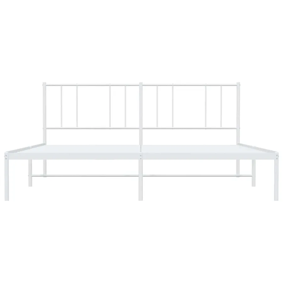Cadre de lit métal sans matelas et tête de lit blanc 180x200 cm - 6
