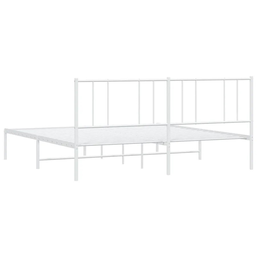 Cadre de lit métal sans matelas et tête de lit blanc 180x200 cm - 8