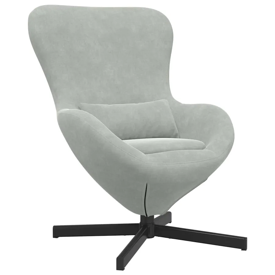 Fauteuil œuf Gris clair 63 x 73 x 90 cm Velours - 2