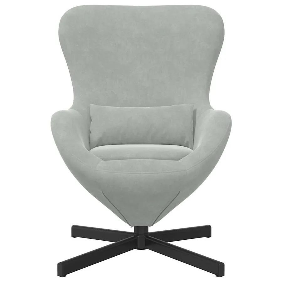 Fauteuil œuf Gris clair 63 x 73 x 90 cm Velours - 4