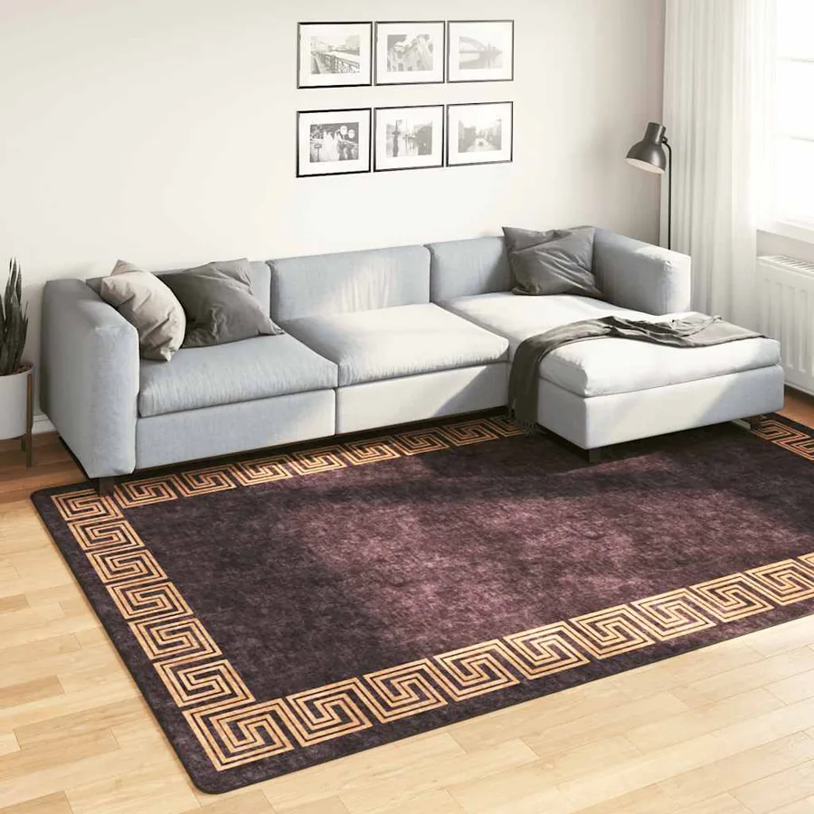 Tapis lavable 190x300 cm noir et doré