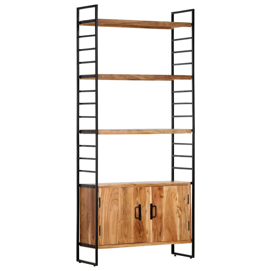 Bibliothèque à 4 niveaux 80x30x180 cm Bois d'acacia massif - 12