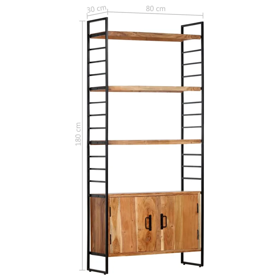 Bibliothèque à 4 niveaux 80x30x180 cm Bois d'acacia massif - 9