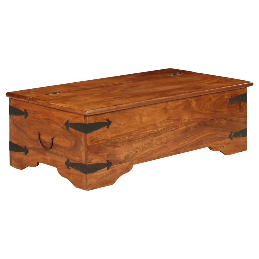 Table basse Bois d'acacia solide avec finition miel 110x55x35cm - 11