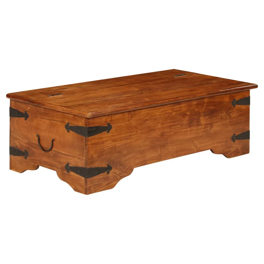 Table basse Bois d'acacia solide avec finition miel 110x55x35cm - 12