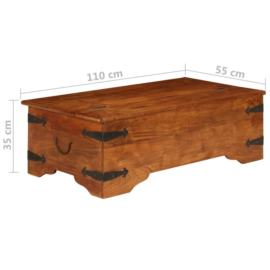 Table basse Bois d'acacia solide avec finition miel 110x55x35cm - 13