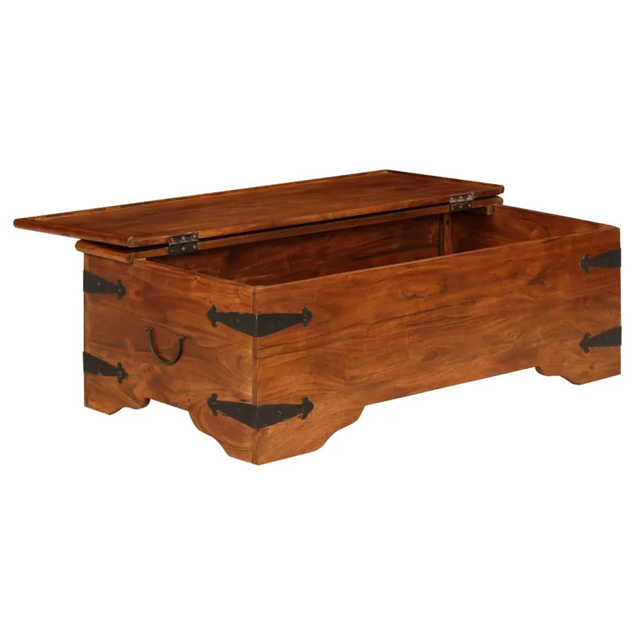 Table basse Bois d'acacia solide avec finition miel 110x55x35cm - 4