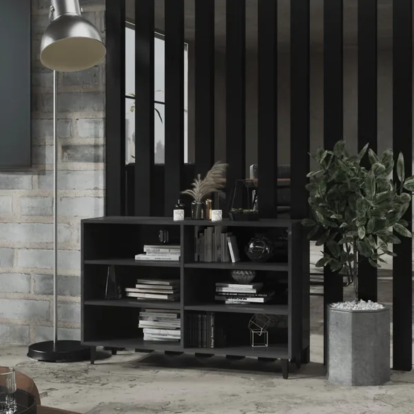 Buffet gris brillant 103,5x35x70 cm bois d'ingénierie