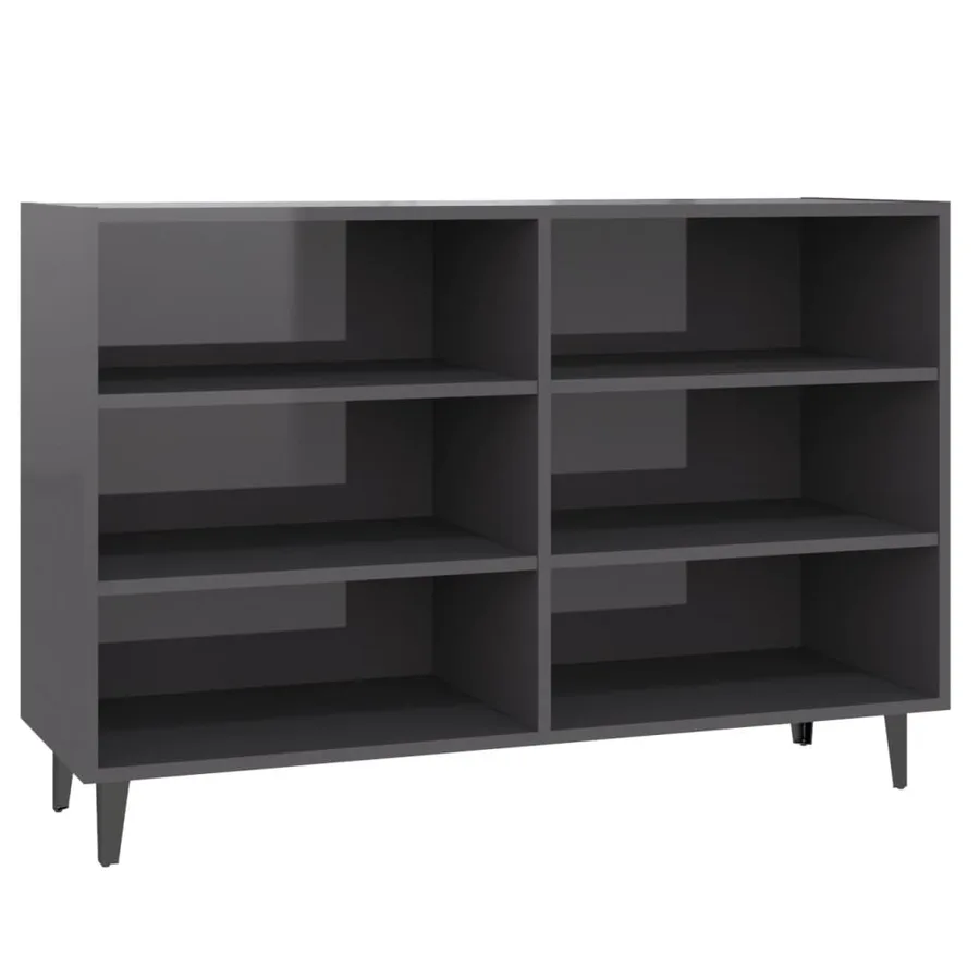 Buffet gris brillant 103,5x35x70 cm bois d'ingénierie - 2