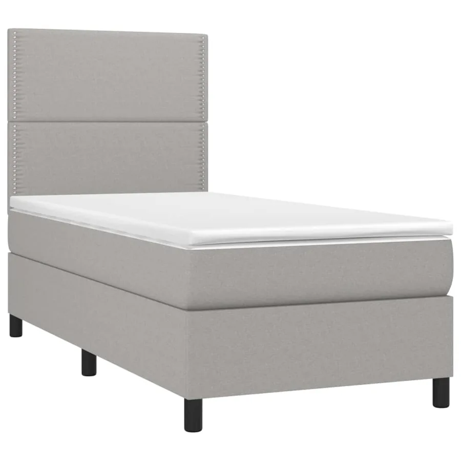 Sommier à lattes de lit avec matelas et LED Gris clair 90x190cm - 3
