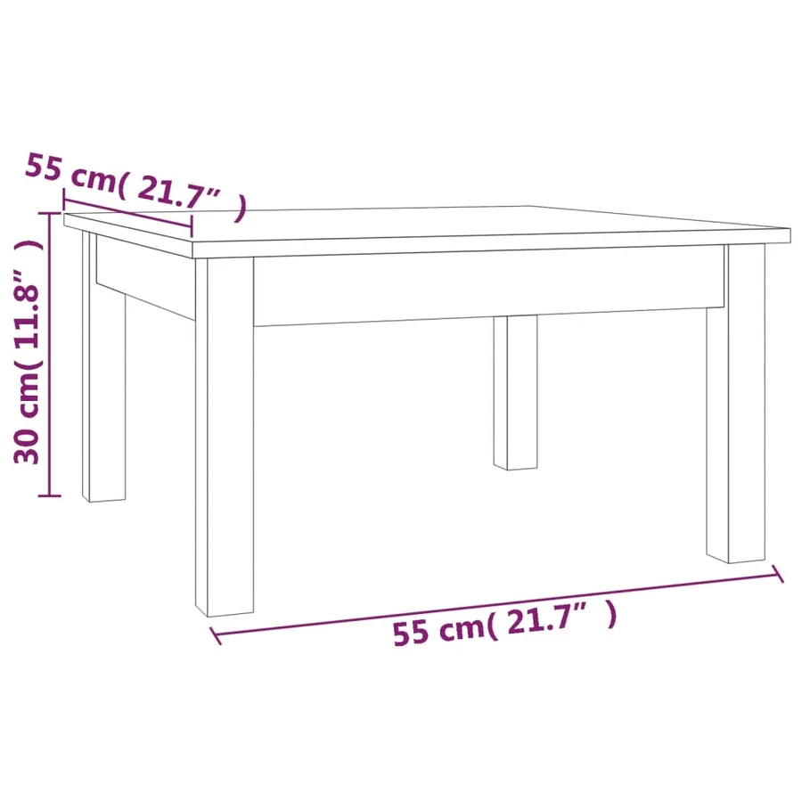 Table basse Blanc 55x55x30 cm Bois massif de pin - 7