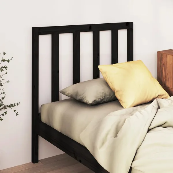 Tête de lit Noir 106x4x100 cm Bois massif de pin