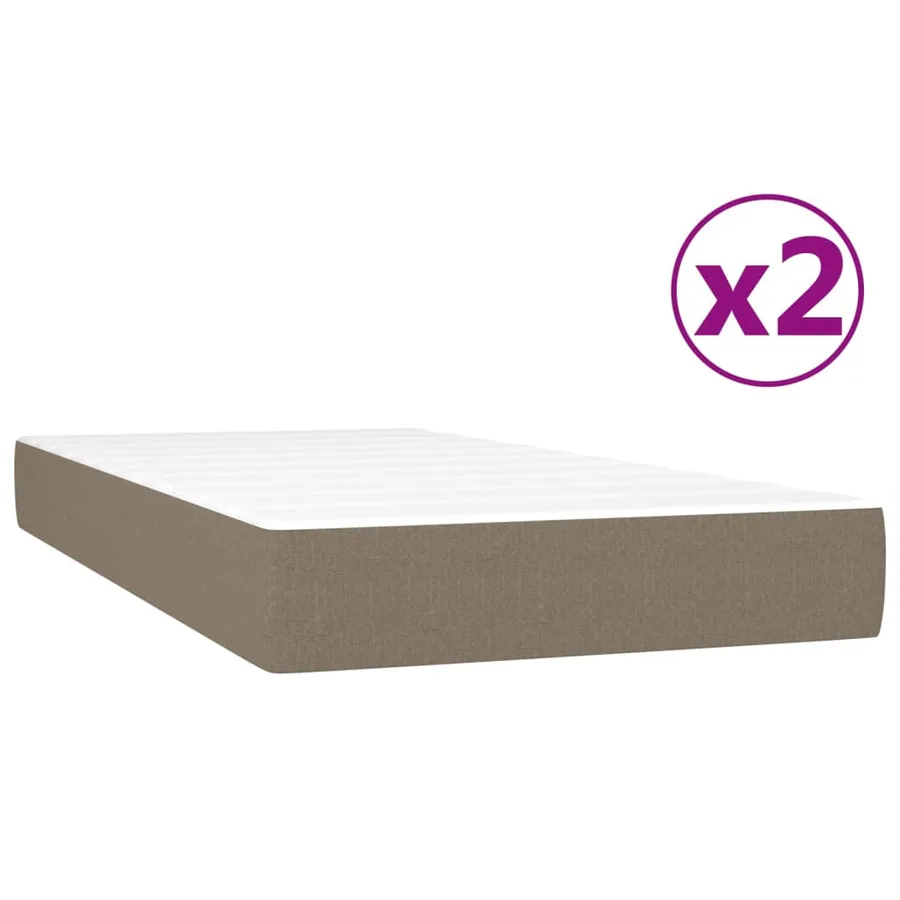 Sommier à lattes de lit avec matelas Taupe 200x200 cm Tissu - 5