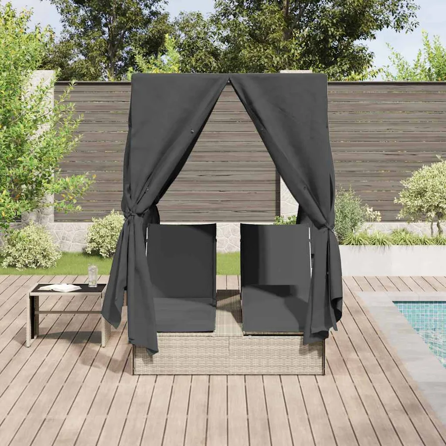 Transat double Réglable Gris clair 205 x 129 x 200 cm polyrotin - 3