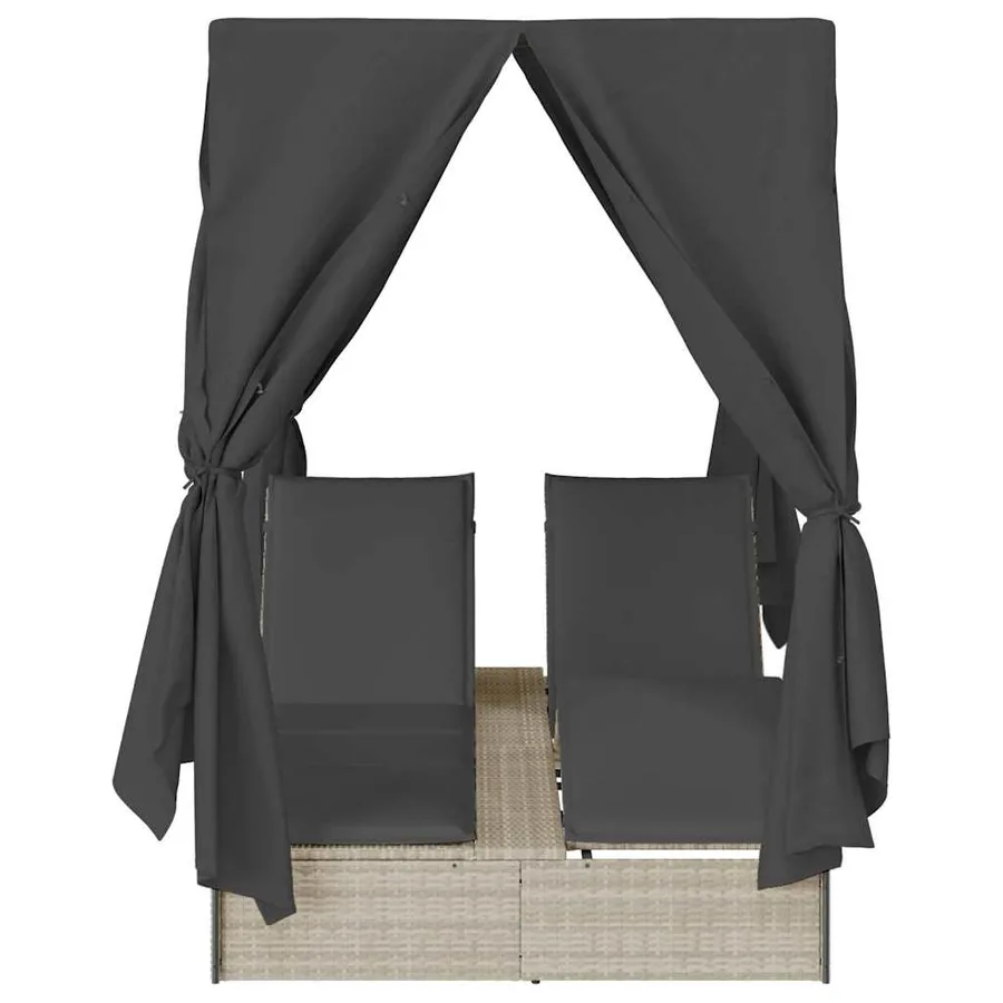 Transat double Réglable Gris clair 205 x 129 x 200 cm polyrotin - 5