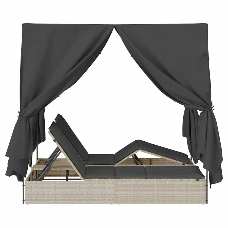 Transat double Réglable Gris clair 205 x 129 x 200 cm polyrotin - 6