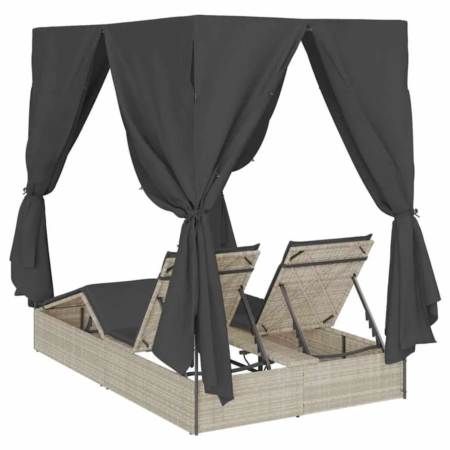 Transat double Réglable Gris clair 205 x 129 x 200 cm polyrotin - 7
