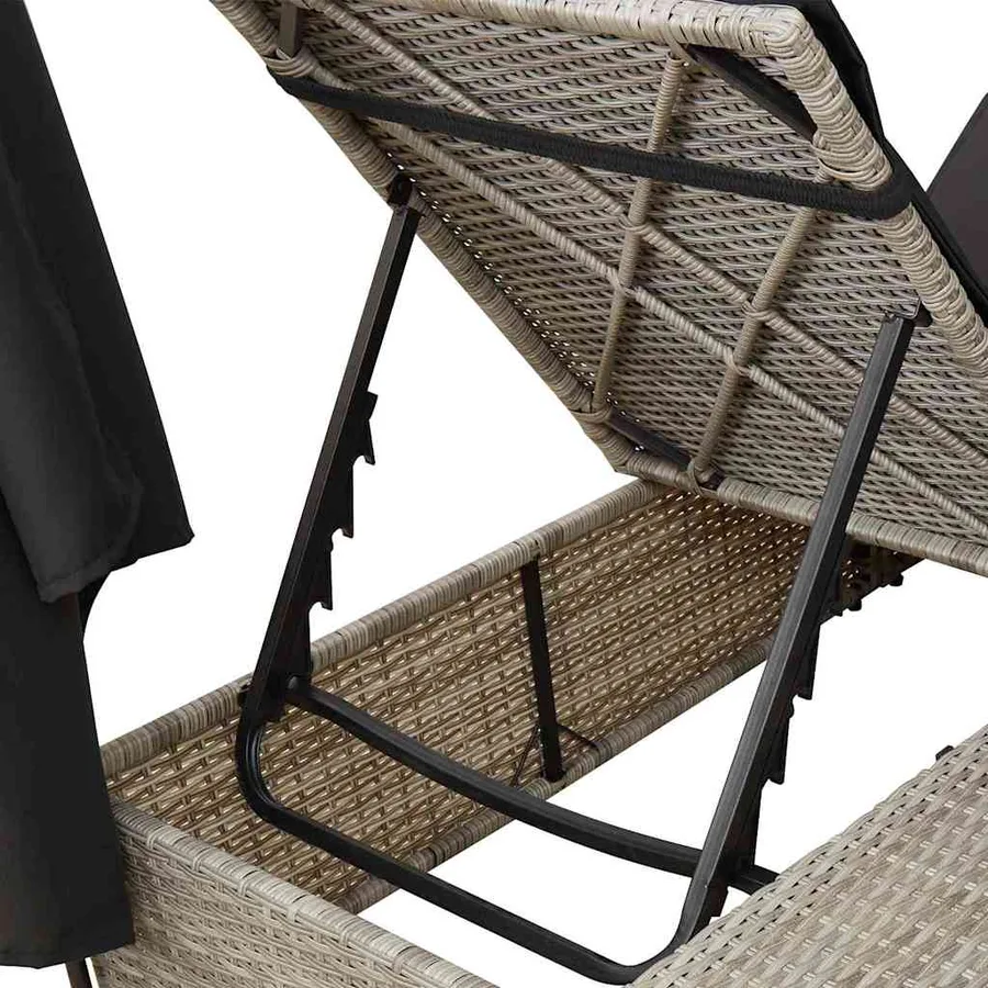 Transat double Réglable Gris clair 205 x 129 x 200 cm polyrotin - 9