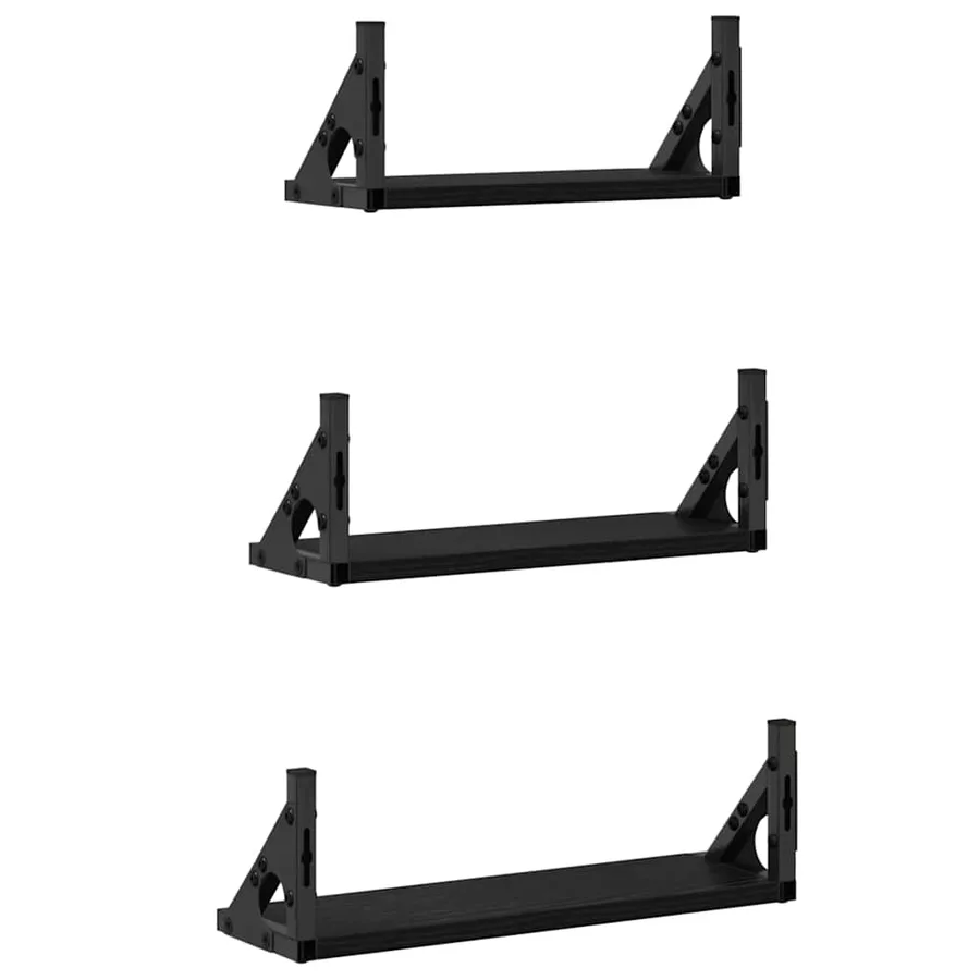 Étagère Murale Montage mural avec stockage 3 pcs Chêne noir - 7