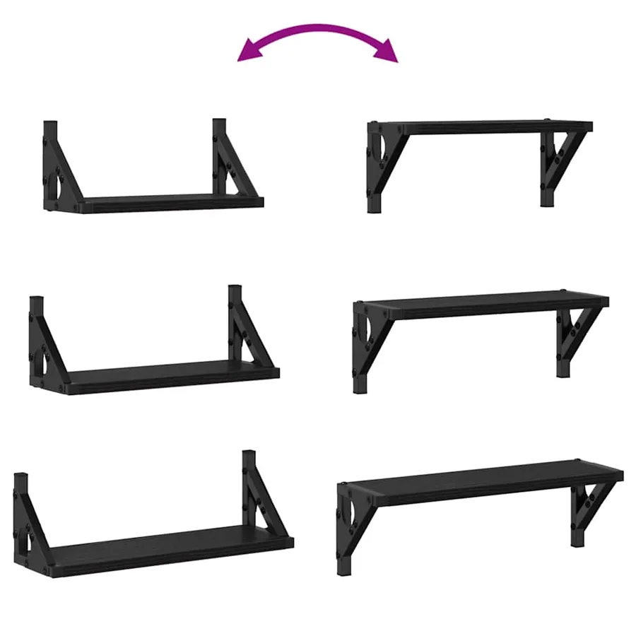 Étagère Murale Montage mural avec stockage 3 pcs Chêne noir - 9