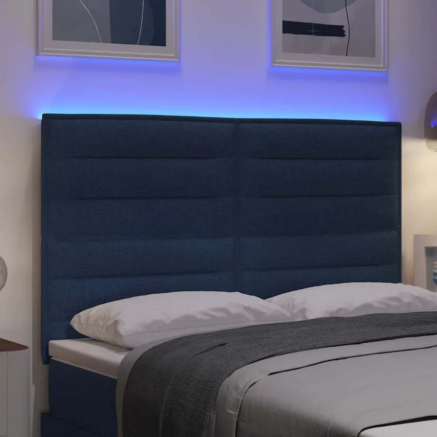 Tête de lit LED avec bandes LED Bleu 160 cm tissu - 4