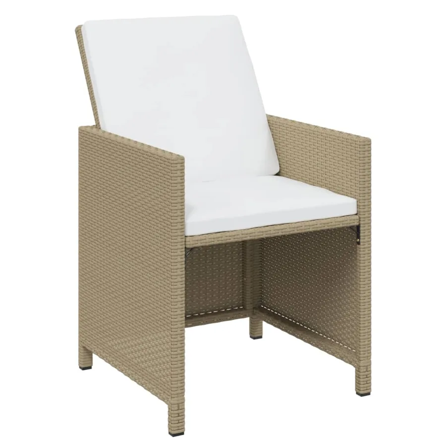 Ensemble à manger de jardin coussins 19pcs Beige Résine tressée - 5