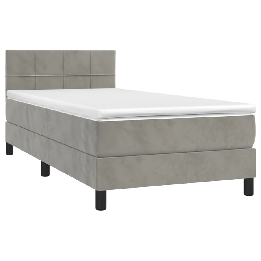 Sommier à lattes de lit et matelas et LED Gris clair 90x200 cm - 4