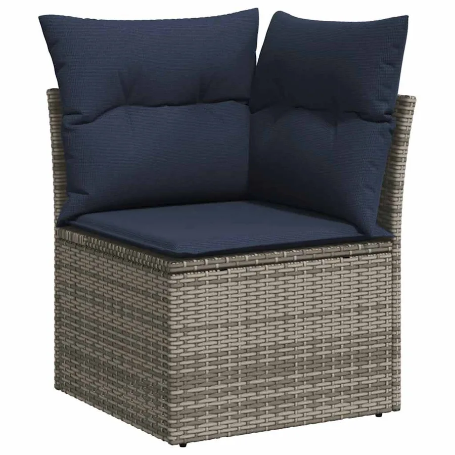 Ensemble de canapé de jardin 13 pcs avec coussins gris résine tressée - 5