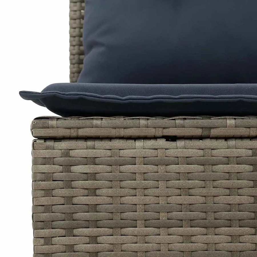 Ensemble de canapé de jardin 13 pcs avec coussins gris résine tressée - 8