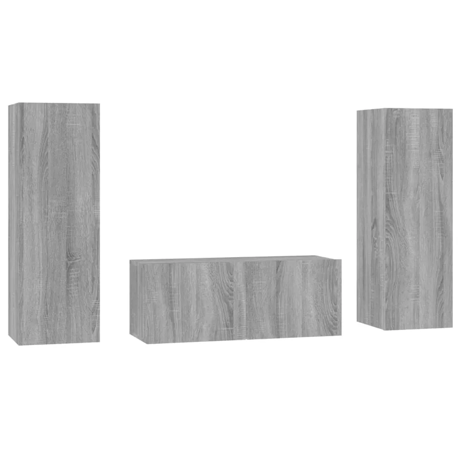 Ensemble de meubles TV 3 pcs Sonoma gris Bois d'ingénierie - 2