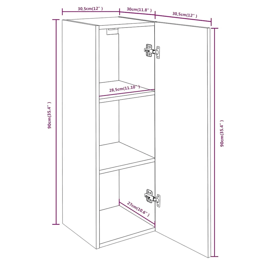 Meubles TV 2 pcs Sonoma gris 30,5x30x90 cm Bois d'ingénierie - 11