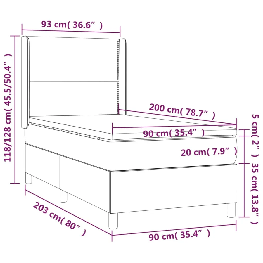 Sommier à lattes de lit avec matelas Gris clair 90x200 cm Tissu - 7