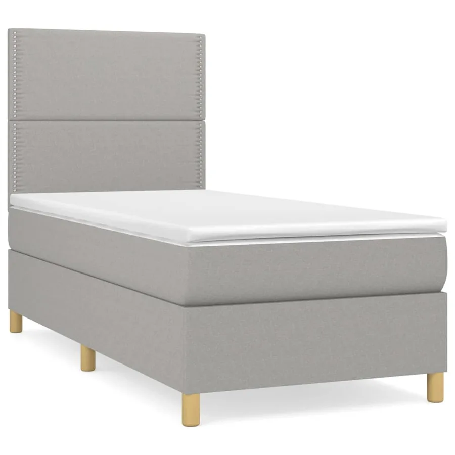 Sommier à lattes de lit avec matelas Gris clair 90x200 cm Tissu - 2