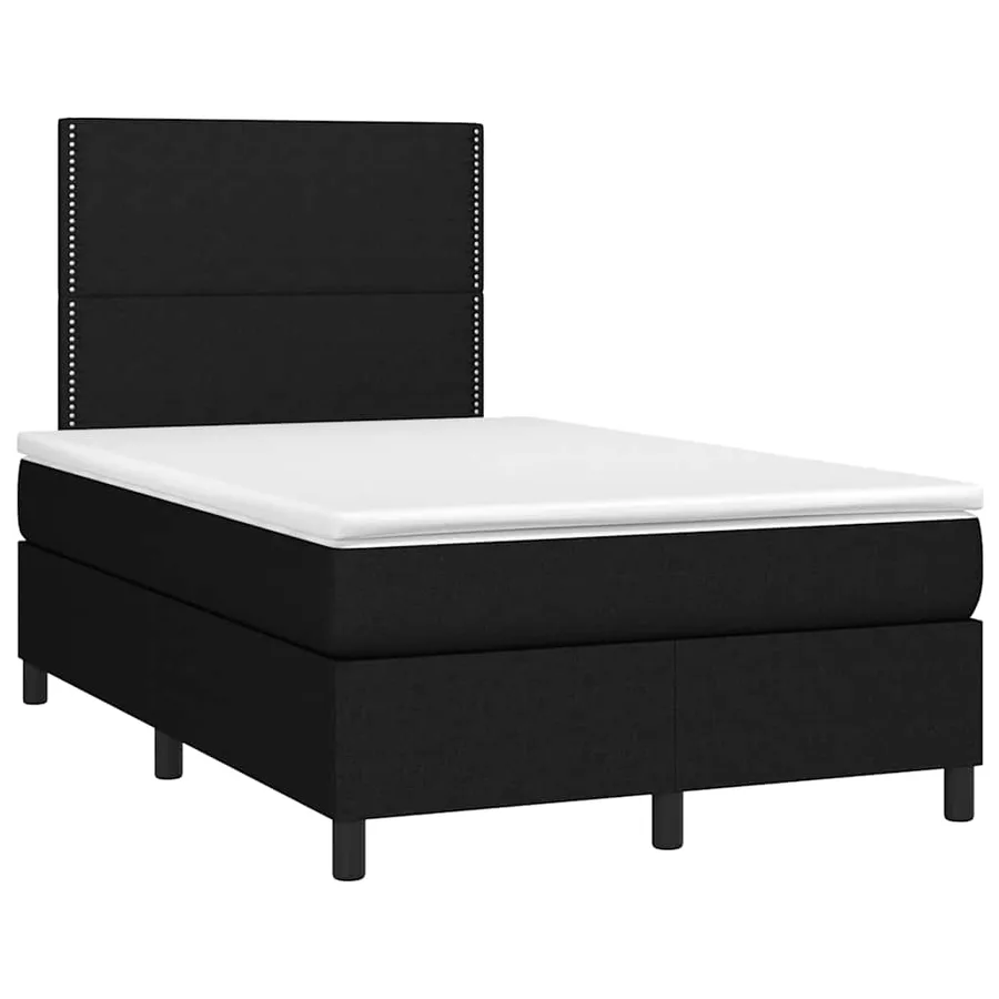 Sommier à lattes de lit et matelas et LED Noir 120x200 cm Tissu - 3