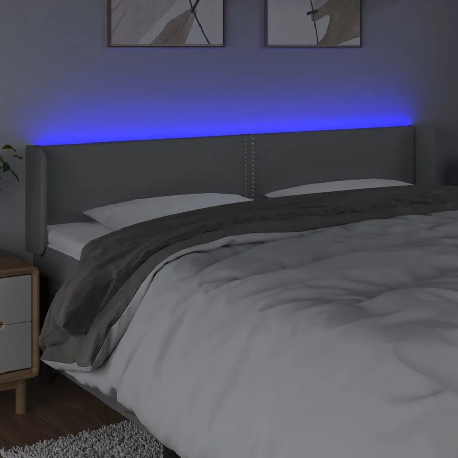 Tête de lit à LED Gris clair 183x16x78/88 cm Tissu - 4